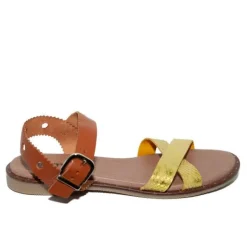 COGNAC/GUL SANDAL