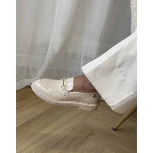 EMBRACE PATENT NUDE LOAFERS